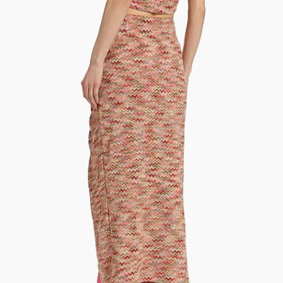 Ramy Brook Mable Metallic Chevron Ruched Maxi Midi Knit Skirt Size 2 NEW - Picture 4 of 11